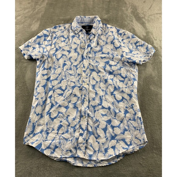 International Report Other - International Report Mens Small Blue White Palm Leaf Tropical Button Down Shirt